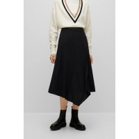 Hugo Boss A-line skirt in crinkle crepe with asymmetric hem 50477437 Black