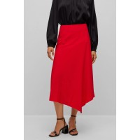 Hugo Boss A-line skirt in crinkle crepe with asymmetric hem 50477437 Red