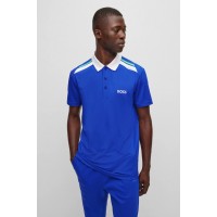 Hugo Boss Active-stretch polo shirt with stripe print 50478561 Blue