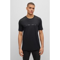 Hugo Boss Active-stretch slim-fit T-shirt with logo-stripe print 50484405 Black